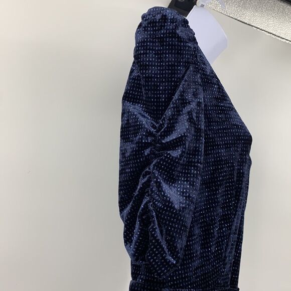 Chelsea 28 Navy Sparkle Velvet Wide Leg Jumpsuit Sz 6 - Picture 5 of 11